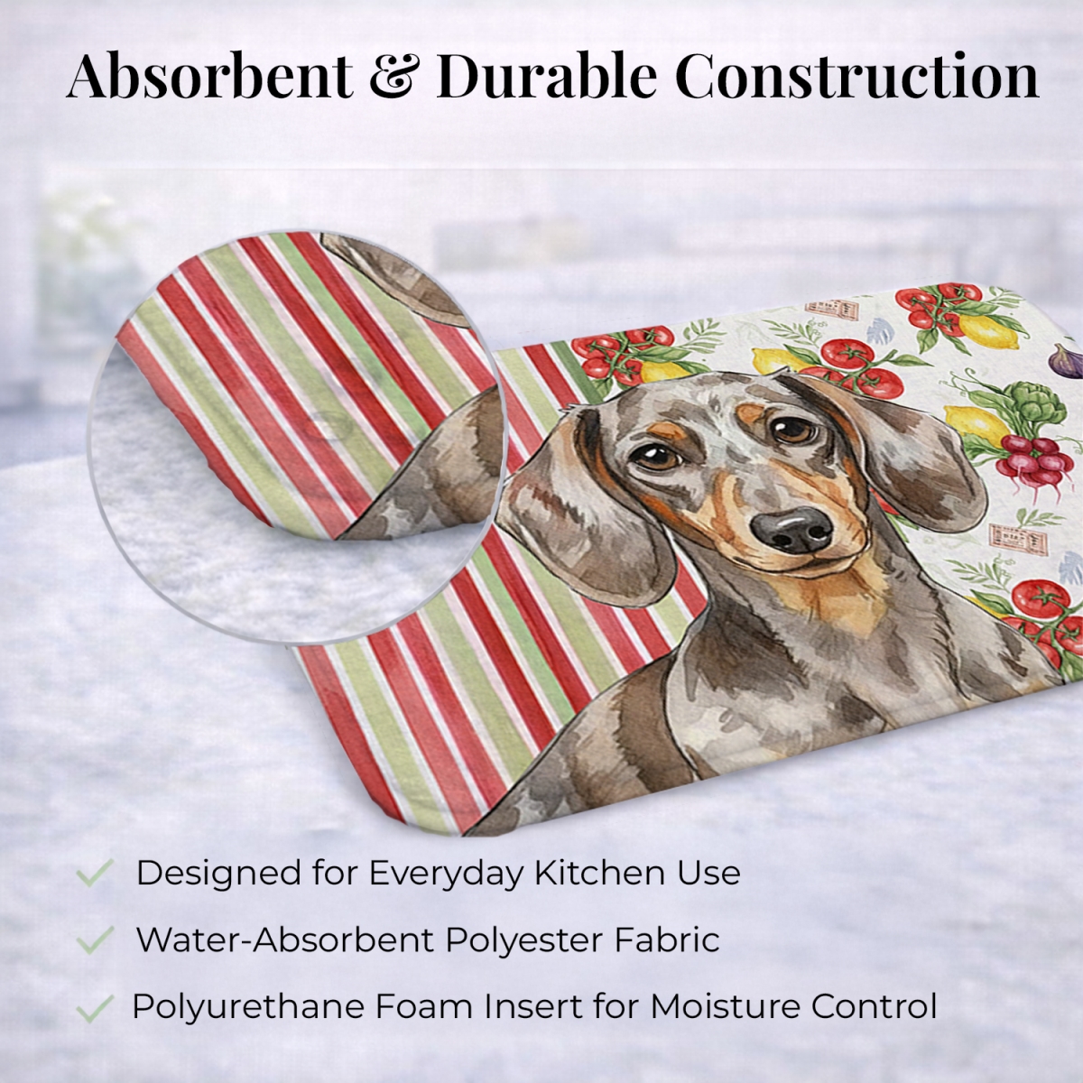 Picture of Carolines Treasures WDK8194DDM 21 x 14 in. Dapple Dachshund Vegetables Dish Drying Mat