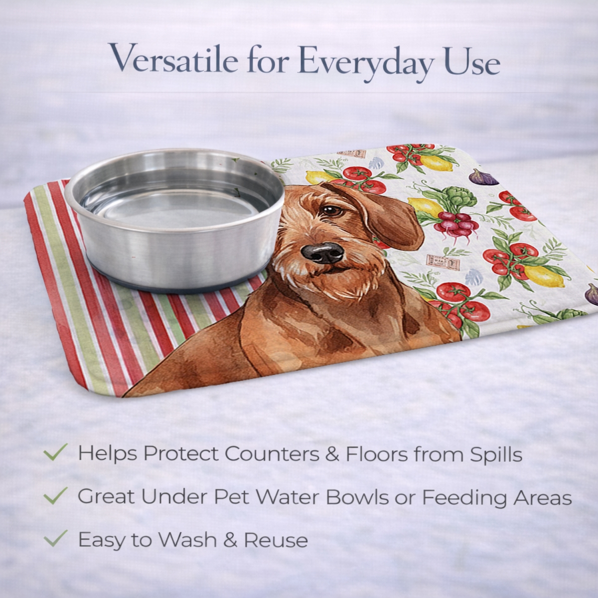 Picture of Carolines Treasures WDK8202DDM 21 x 14 in. Wirehaired Red Dachshund Vegetables Dish Drying Mat