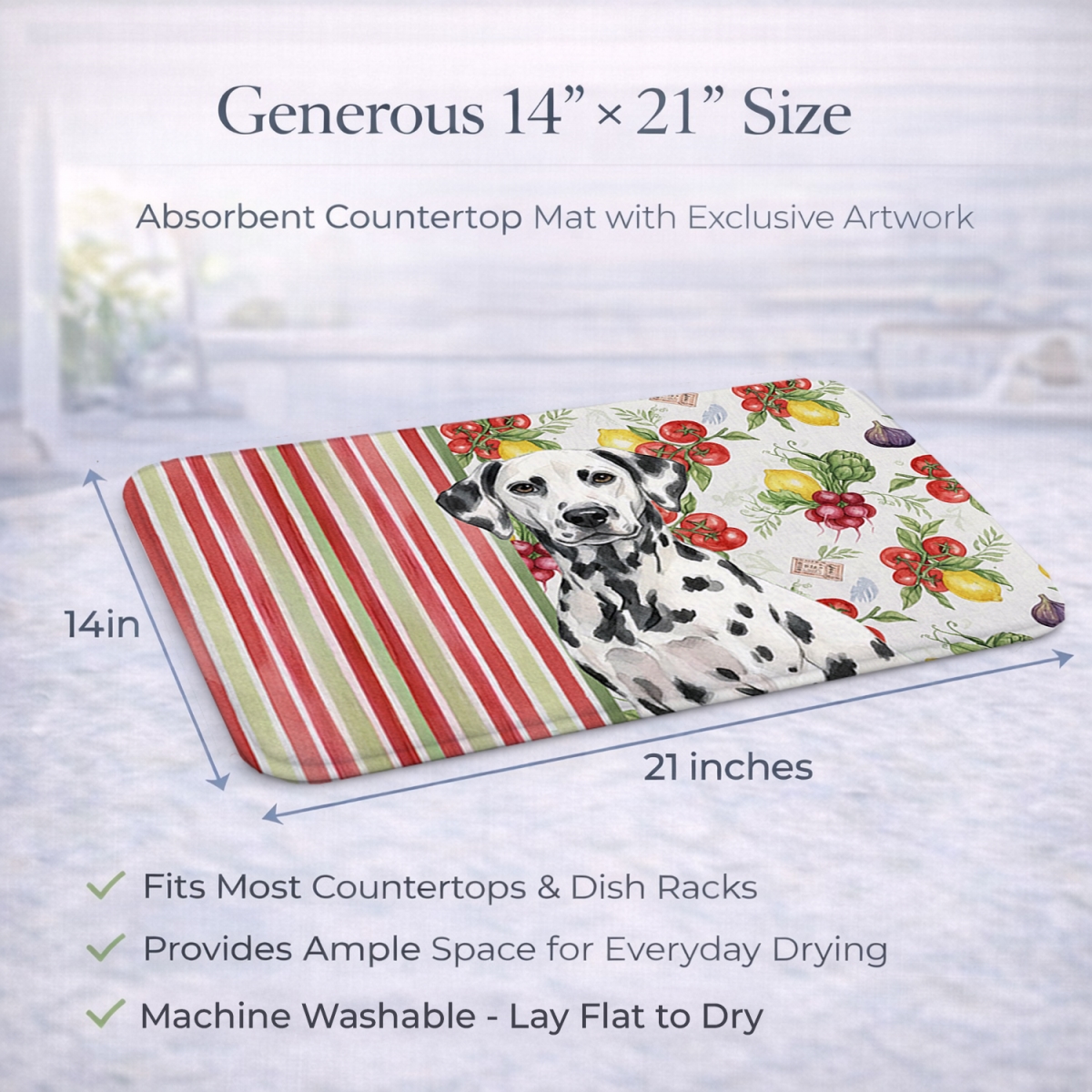 Picture of Carolines Treasures WDK8204DDM 21 x 14 in. Dalmatian Vegetables Dish Drying Mat