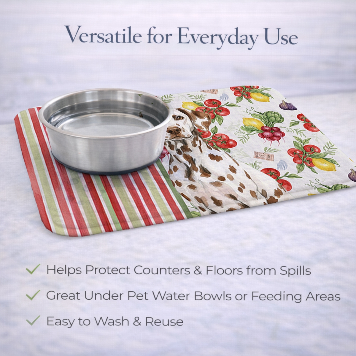 Picture of Carolines Treasures WDK8205DDM 21 x 14 in. Liver Dalmatian Vegetables Dish Drying Mat
