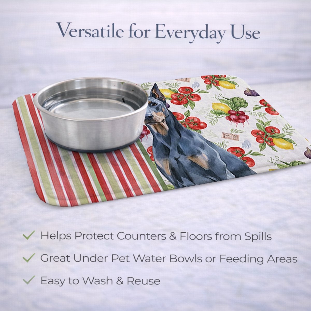 Picture of Carolines Treasures WDK8206DDM 21 x 14 in. Blue Doberman Pinscher Vegetables Dish Drying Mat