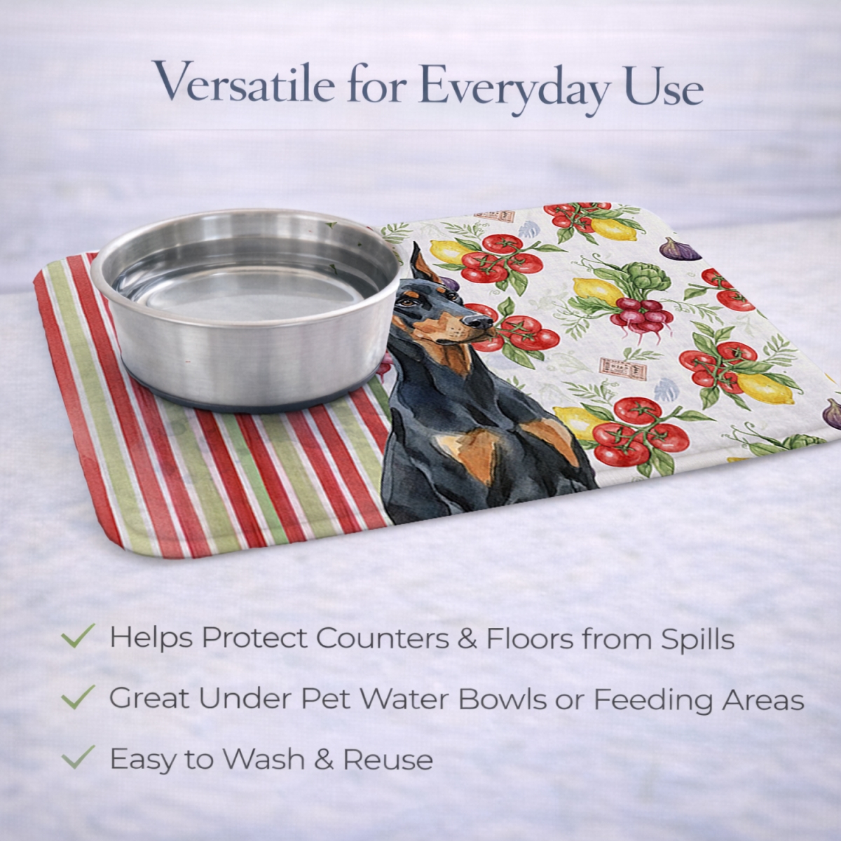 Picture of Carolines Treasures WDK8207DDM 21 x 14 in. Doberman Pinscher Vegetables Dish Drying Mat