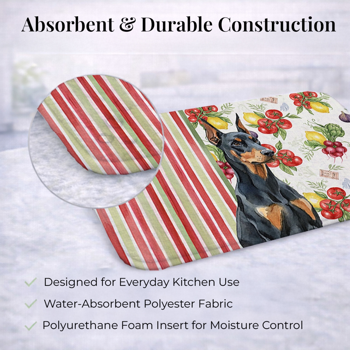 Picture of Carolines Treasures WDK8207DDM 21 x 14 in. Doberman Pinscher Vegetables Dish Drying Mat