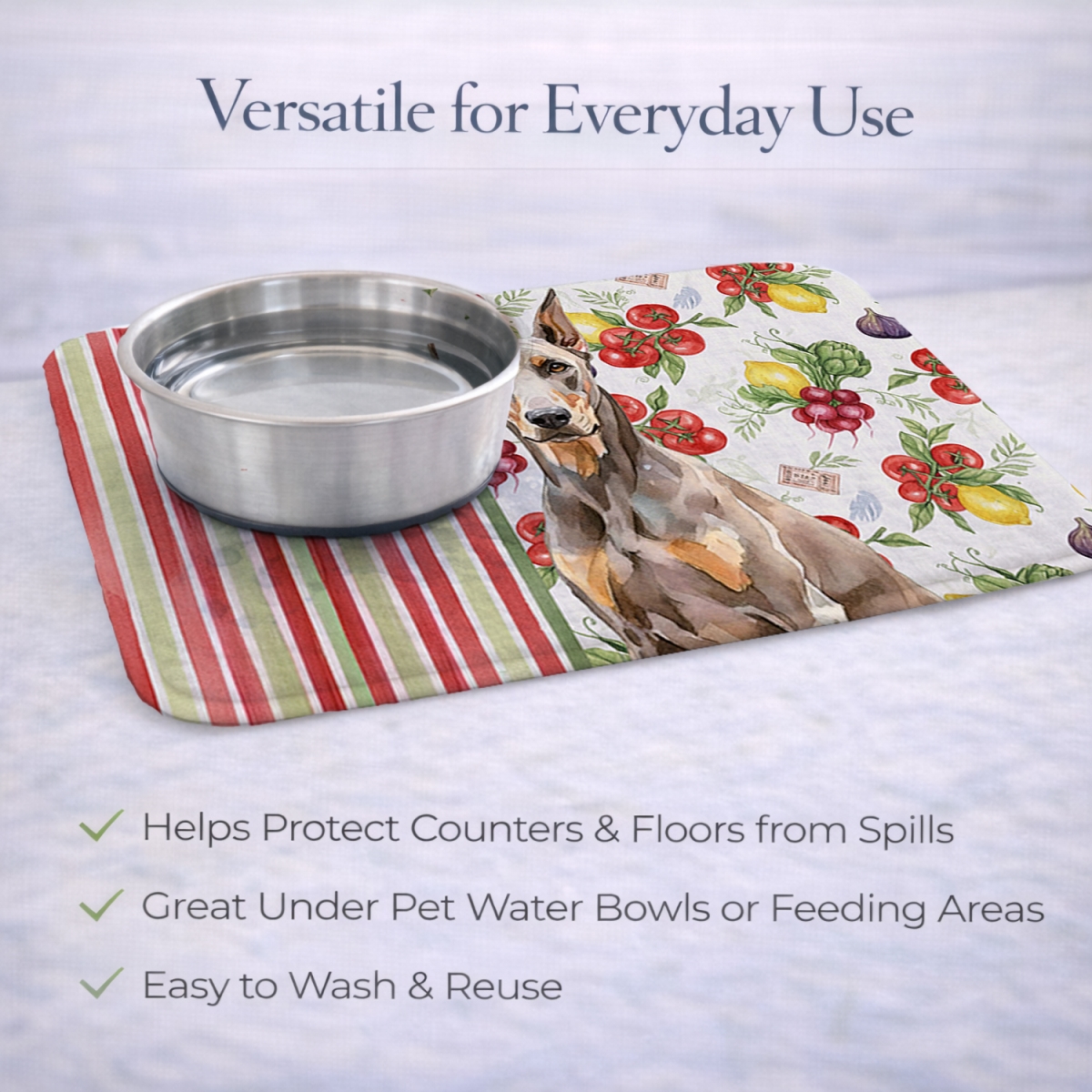 Picture of Carolines Treasures WDK8208DDM 21 x 14 in. Fawn Doberman Pinscher Vegetables Dish Drying Mat