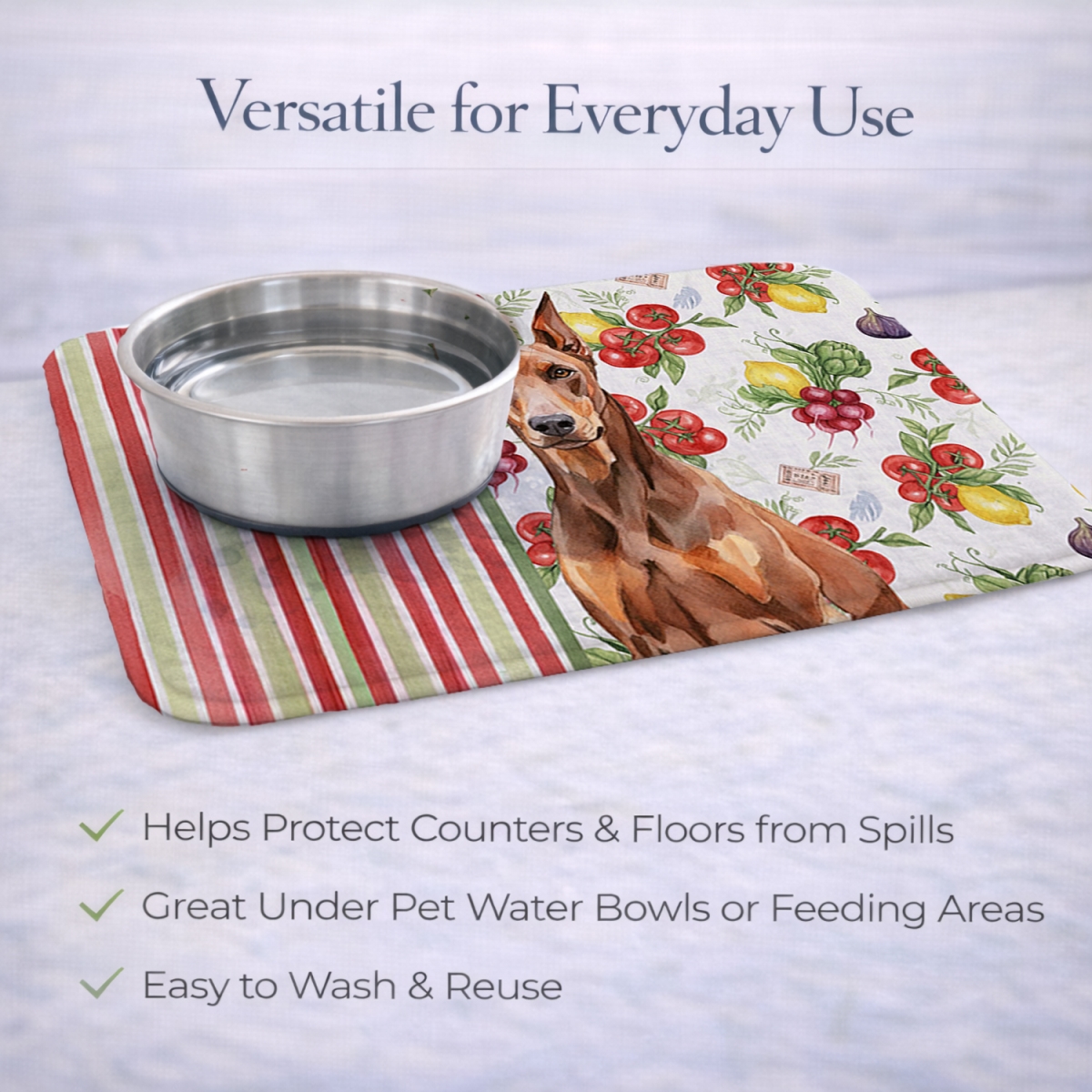 Picture of Carolines Treasures WDK8209DDM 21 x 14 in. Red Doberman Pinscher Vegetables Dish Drying Mat