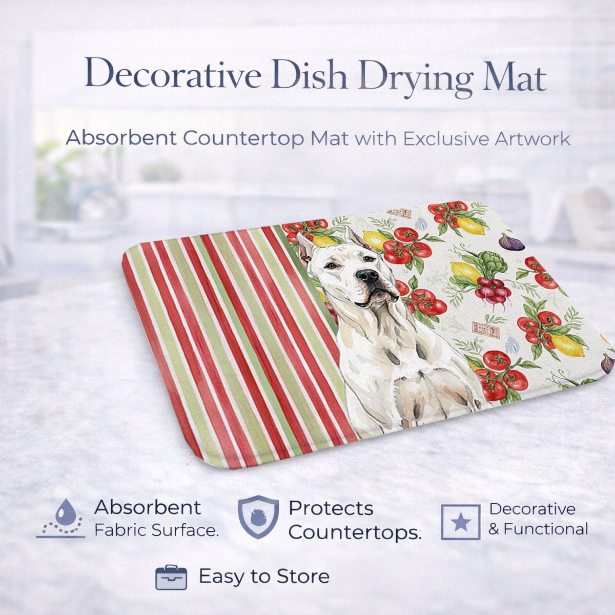 Picture of Carolines Treasures WDK8210DDM 21 x 14 in. Dogo Argentino Vegetables Dish Drying Mat