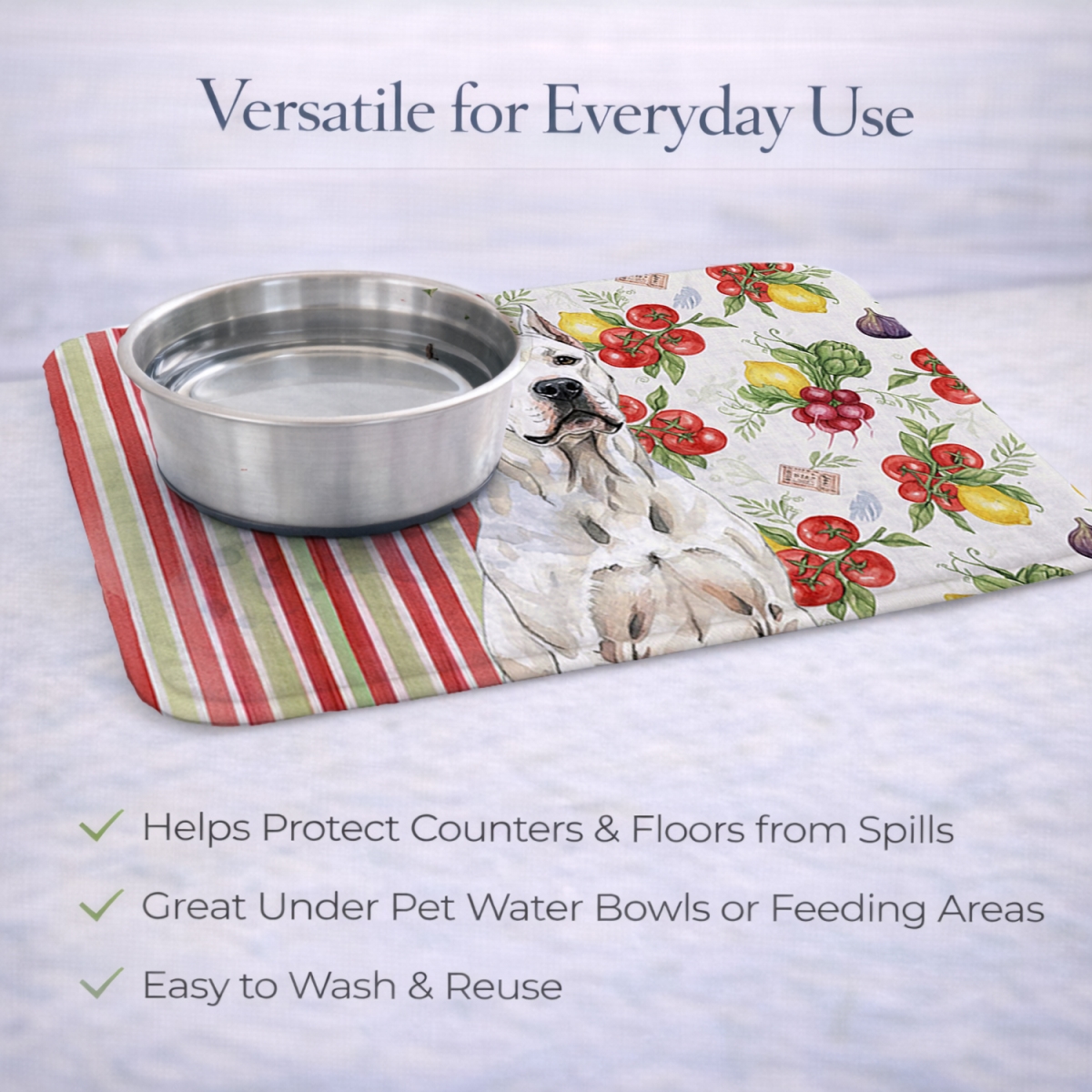 Picture of Carolines Treasures WDK8210DDM 21 x 14 in. Dogo Argentino Vegetables Dish Drying Mat