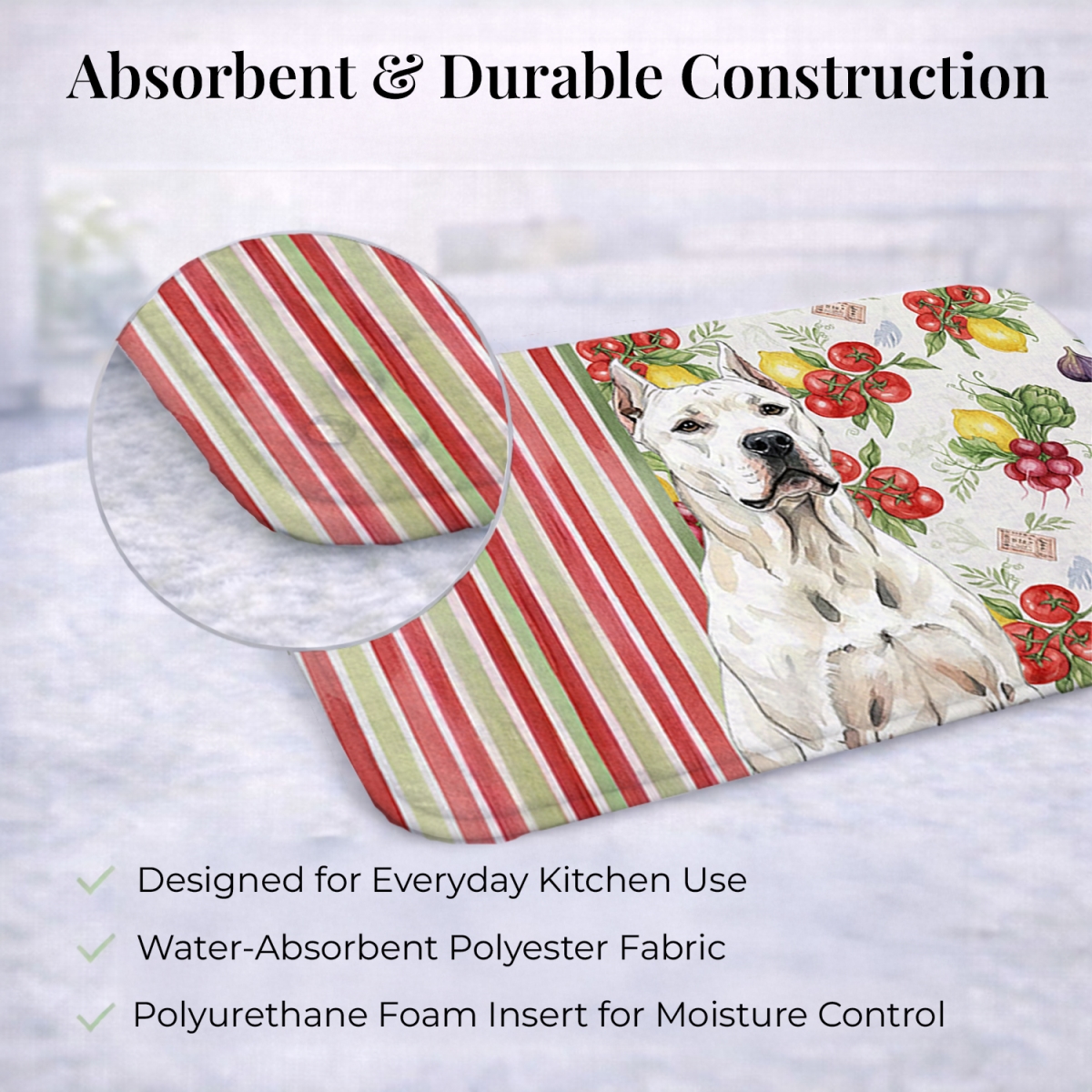 Picture of Carolines Treasures WDK8210DDM 21 x 14 in. Dogo Argentino Vegetables Dish Drying Mat