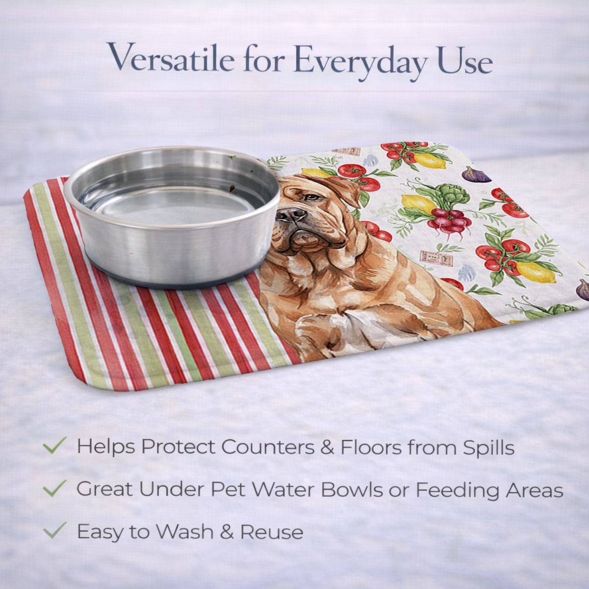 Picture of Carolines Treasures WDK8211DDM 21 x 14 in. Dogue De Bordeaux Vegetables Dish Drying Mat