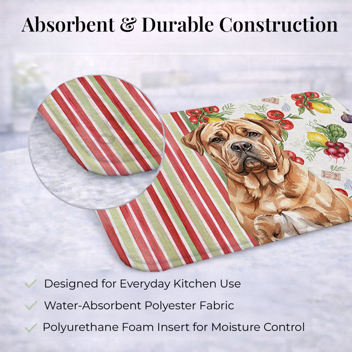Picture of Carolines Treasures WDK8211DDM 21 x 14 in. Dogue De Bordeaux Vegetables Dish Drying Mat