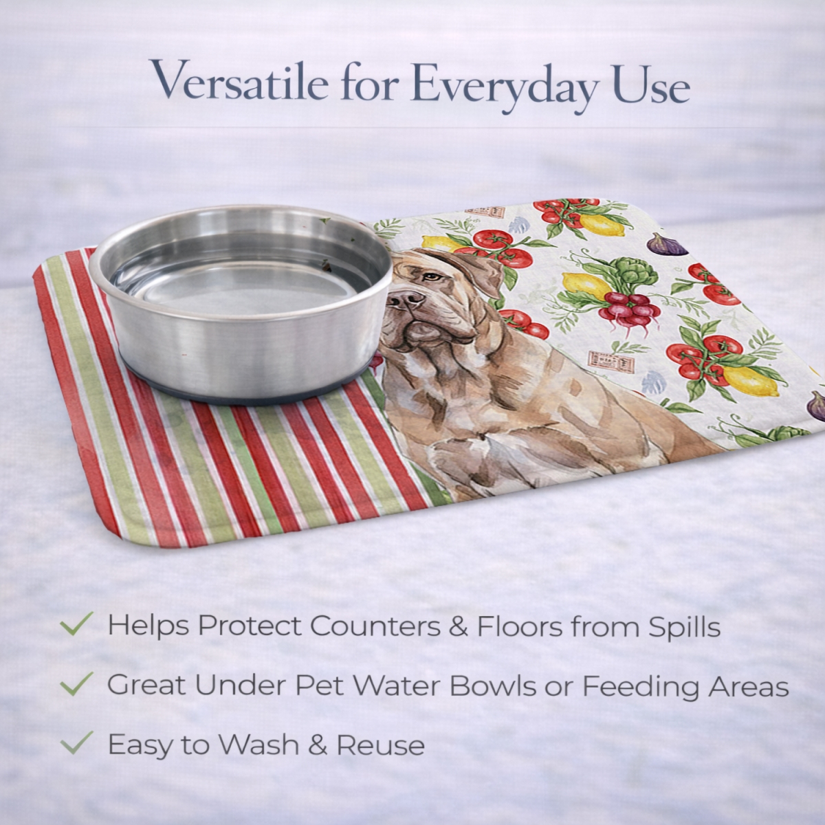 Picture of Carolines Treasures WDK8212DDM 21 x 14 in. Isabella Dogue De Bordeaux Vegetables Dish Drying Mat