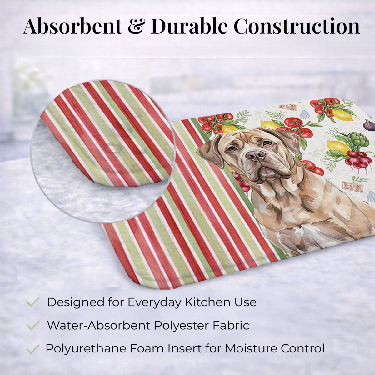 Picture of Carolines Treasures WDK8212DDM 21 x 14 in. Isabella Dogue De Bordeaux Vegetables Dish Drying Mat