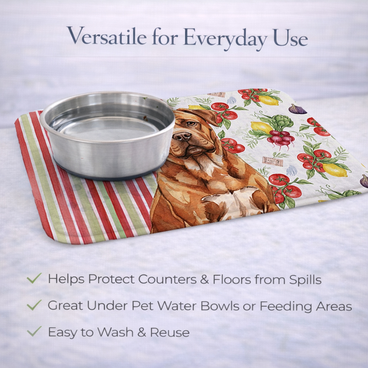 Picture of Carolines Treasures WDK8213DDM 21 x 14 in. Mahogany Dogue De Bordeaux Vegetables Dish Drying Mat