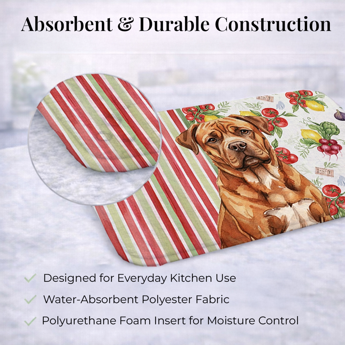 Picture of Carolines Treasures WDK8213DDM 21 x 14 in. Mahogany Dogue De Bordeaux Vegetables Dish Drying Mat