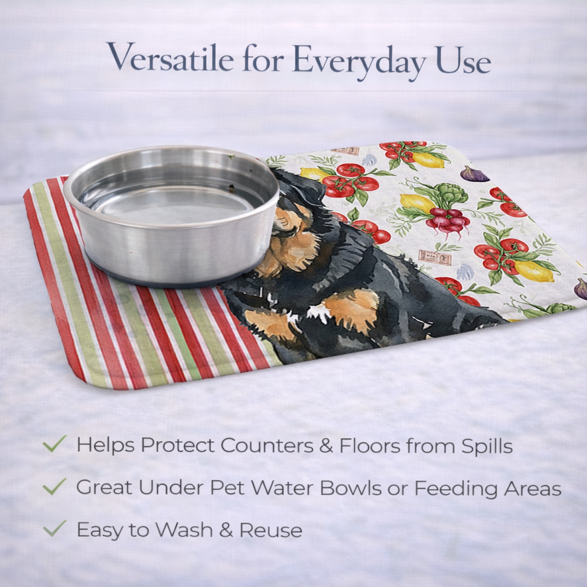 Picture of Carolines Treasures WDK8434DDM 21 x 14 in. Black & Tan Tibetan Mastiff Vegetables Dish Drying Mat