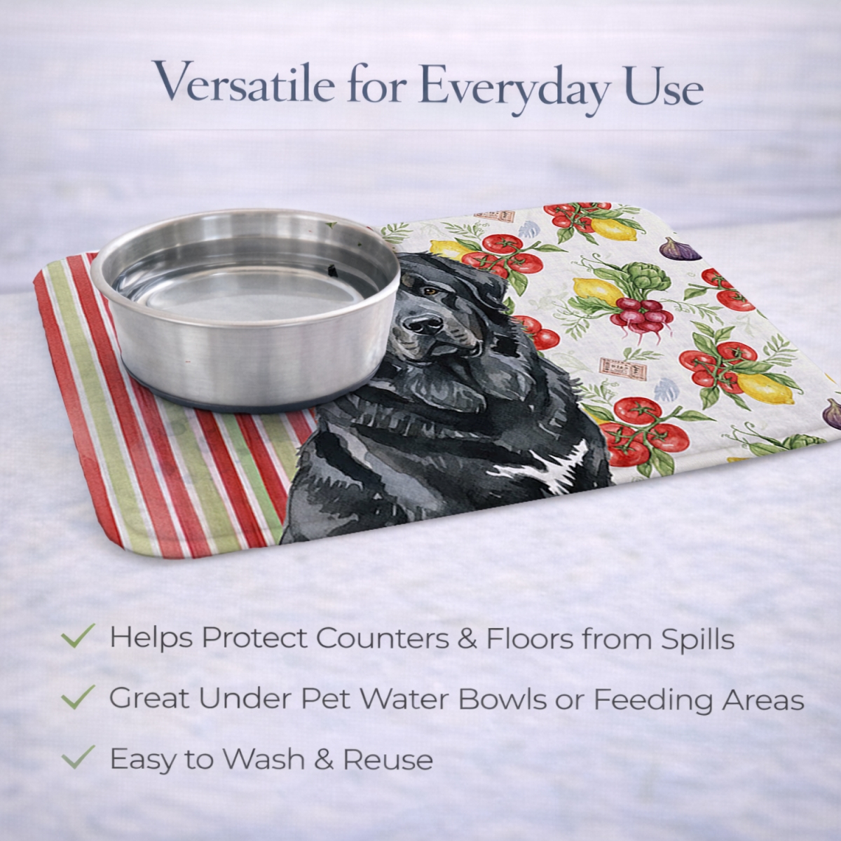 Picture of Carolines Treasures WDK8435DDM 21 x 14 in. Black Tibetan Mastiff Vegetables Dish Drying Mat