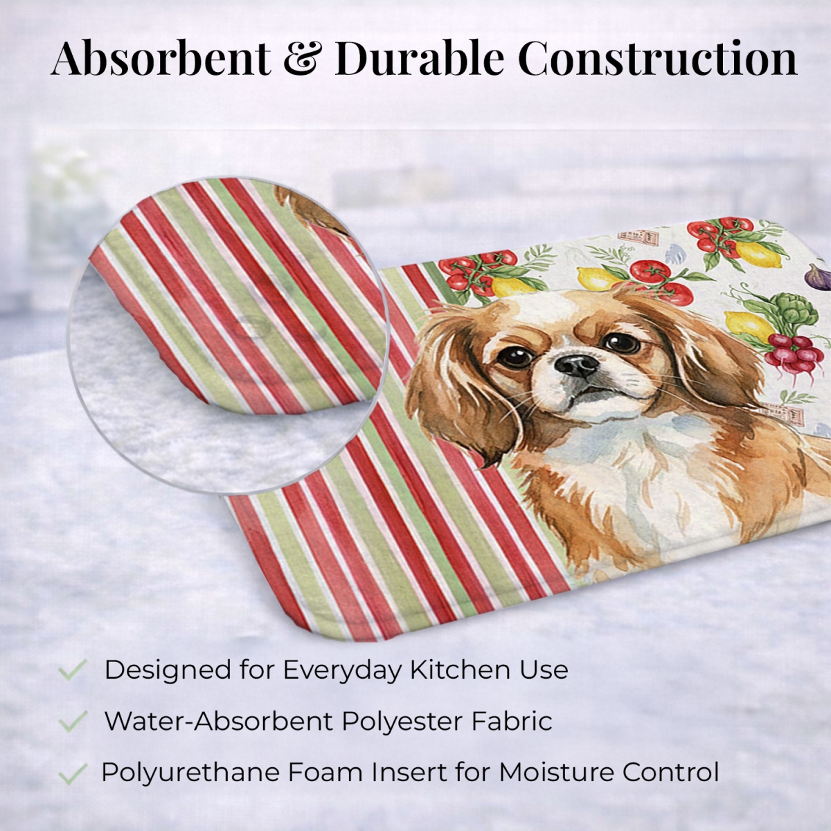 Picture of Carolines Treasures WDK8438DDM 21 x 14 in. Tibetan Spaniel Vegetables Dish Drying Mat