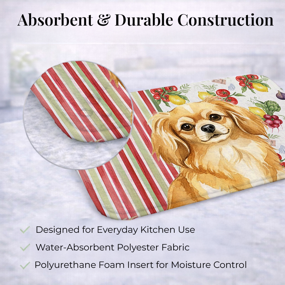 Picture of Carolines Treasures WDK8440DDM 21 x 14 in. Gold Tibetan Spaniel Vegetables Dish Drying Mat