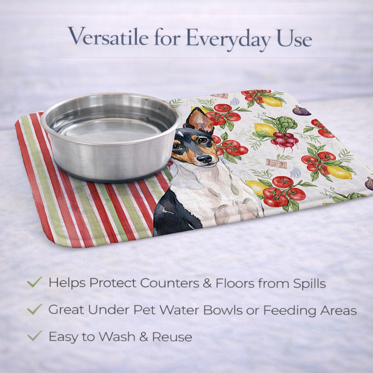 Picture of Carolines Treasures WDK8445DDM 21 x 14 in. Toy Fox Terrier Vegetables Dish Drying Mat