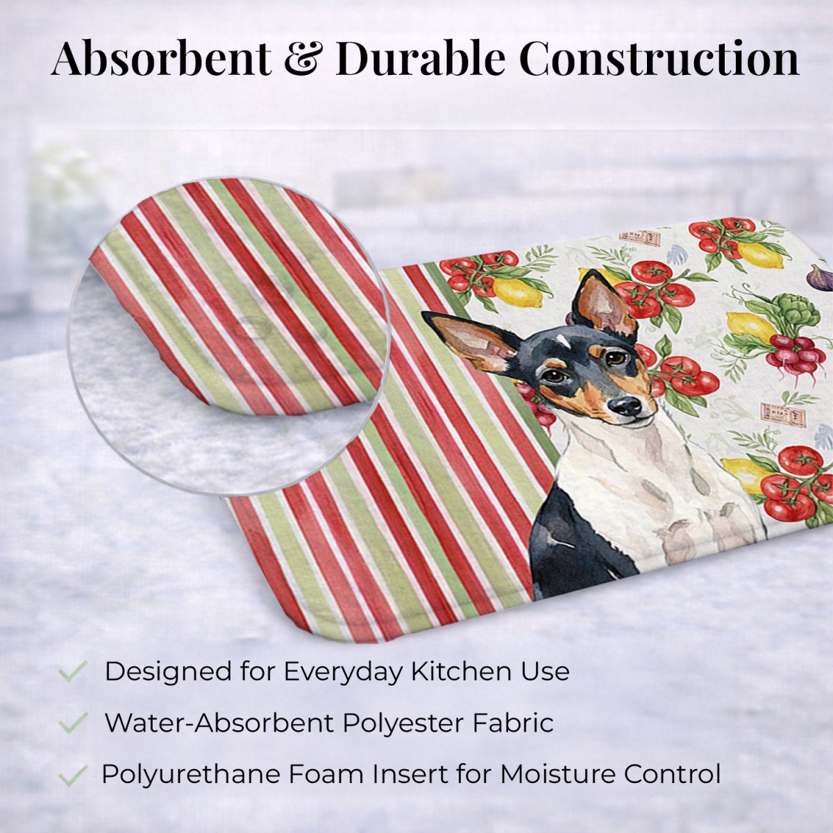 Picture of Carolines Treasures WDK8445DDM 21 x 14 in. Toy Fox Terrier Vegetables Dish Drying Mat
