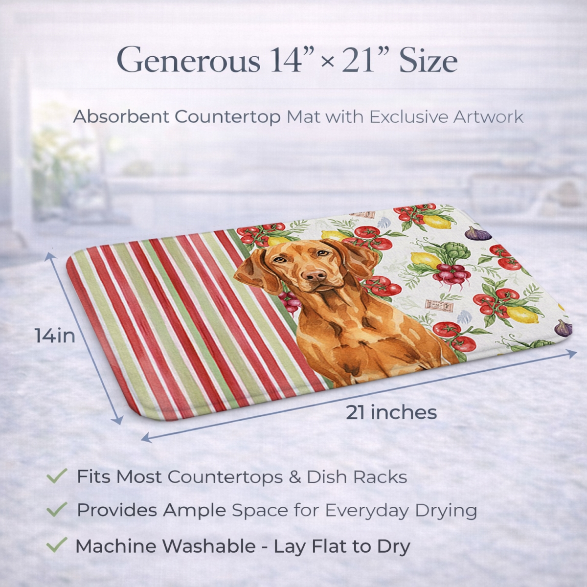 Picture of Carolines Treasures WDK8446DDM 21 x 14 in. Vizsla Vegetables Dish Drying Mat