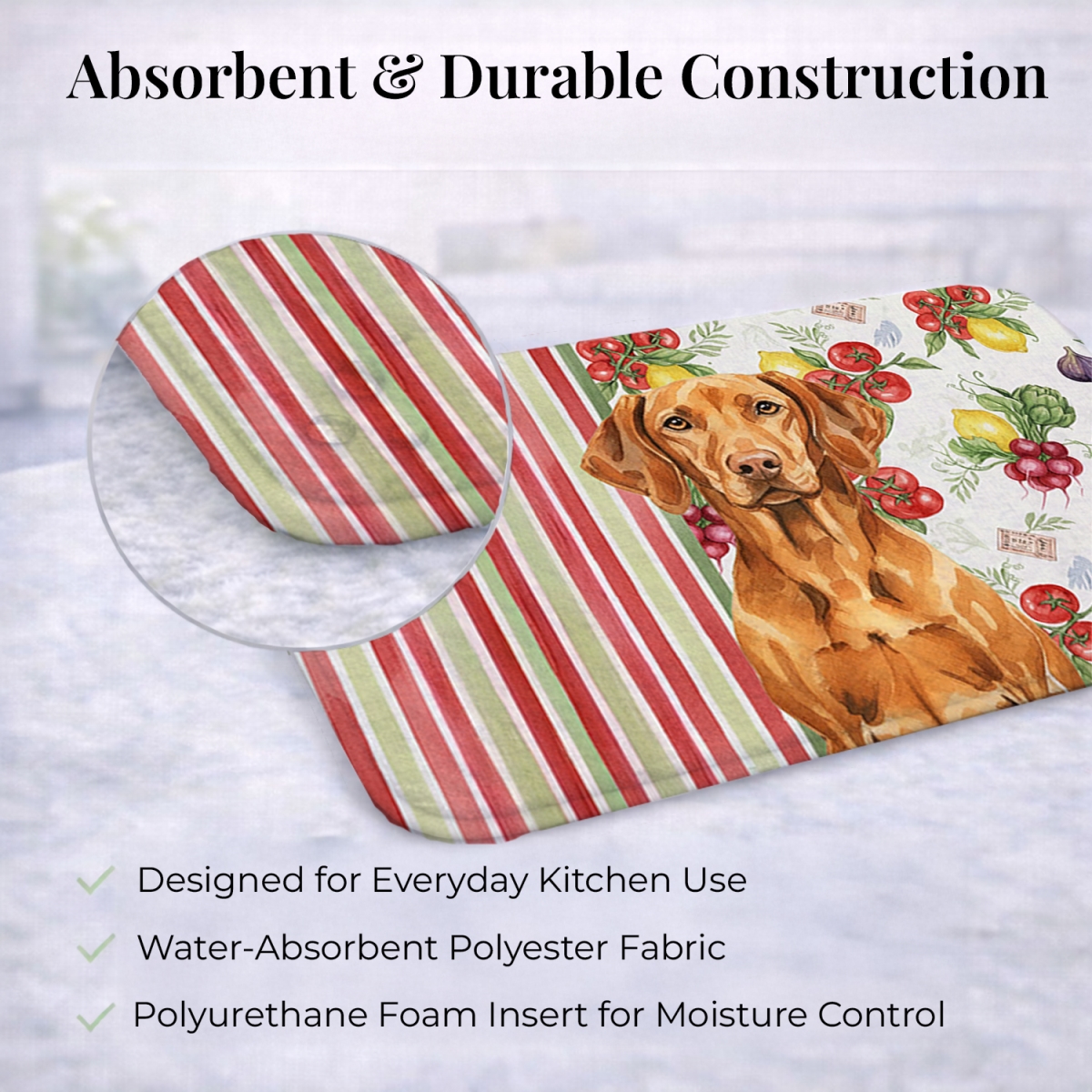 Picture of Carolines Treasures WDK8446DDM 21 x 14 in. Vizsla Vegetables Dish Drying Mat