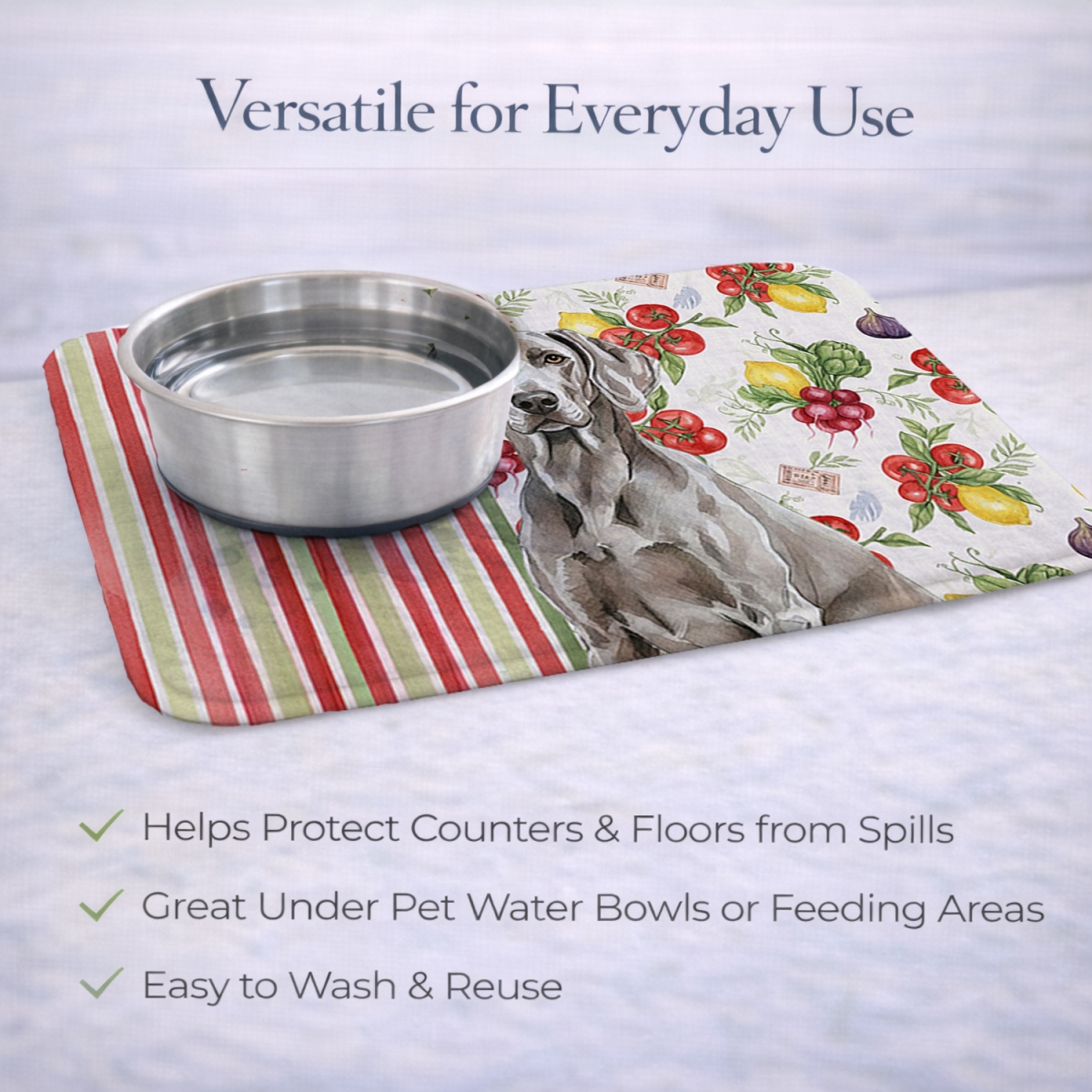 Picture of Carolines Treasures WDK8447DDM 21 x 14 in. Weimaraner Vegetables Dish Drying Mat