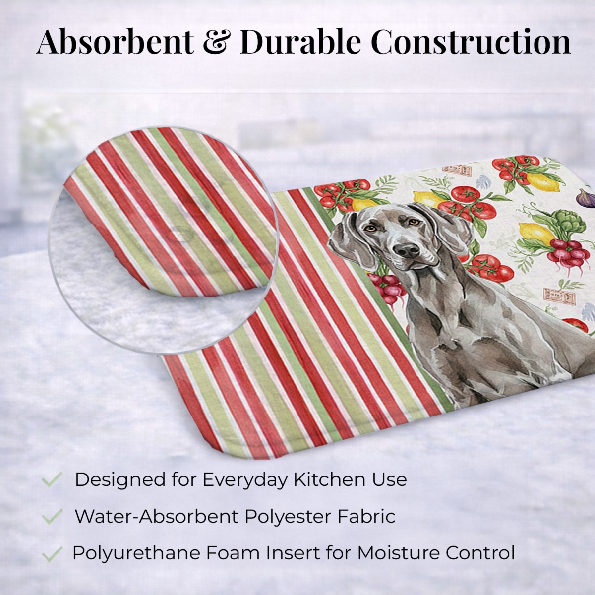 Picture of Carolines Treasures WDK8447DDM 21 x 14 in. Weimaraner Vegetables Dish Drying Mat