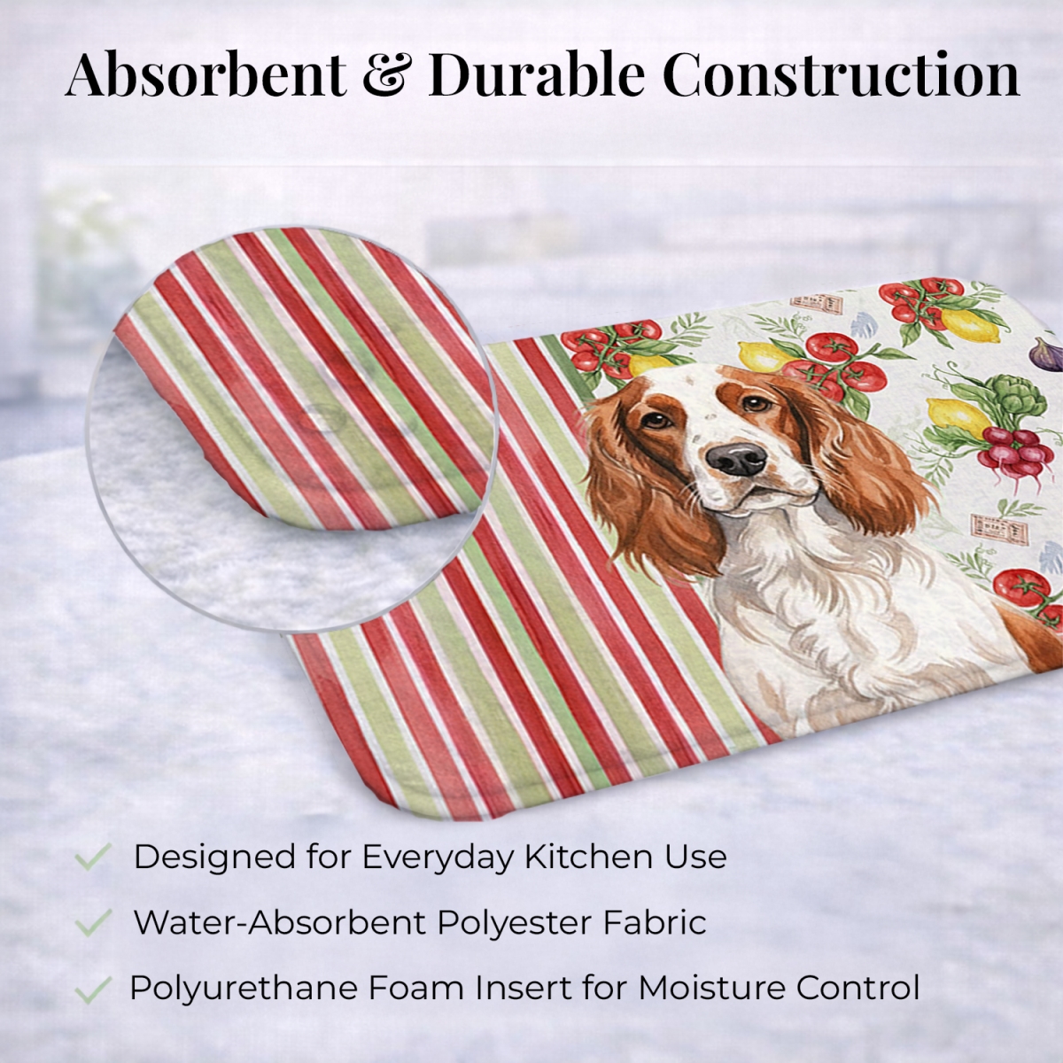 Picture of Carolines Treasures WDK8448DDM 21 x 14 in. Welsh Springer Spaniel Vegetables Dish Drying Mat