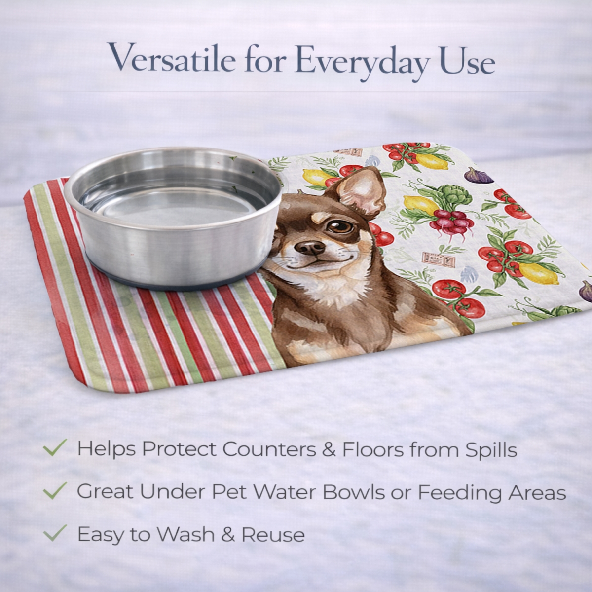 Picture of Carolines Treasures WDK8170DDM 21 x 14 in. Chocolate Chihuahua Vegetables Dish Drying Mat
