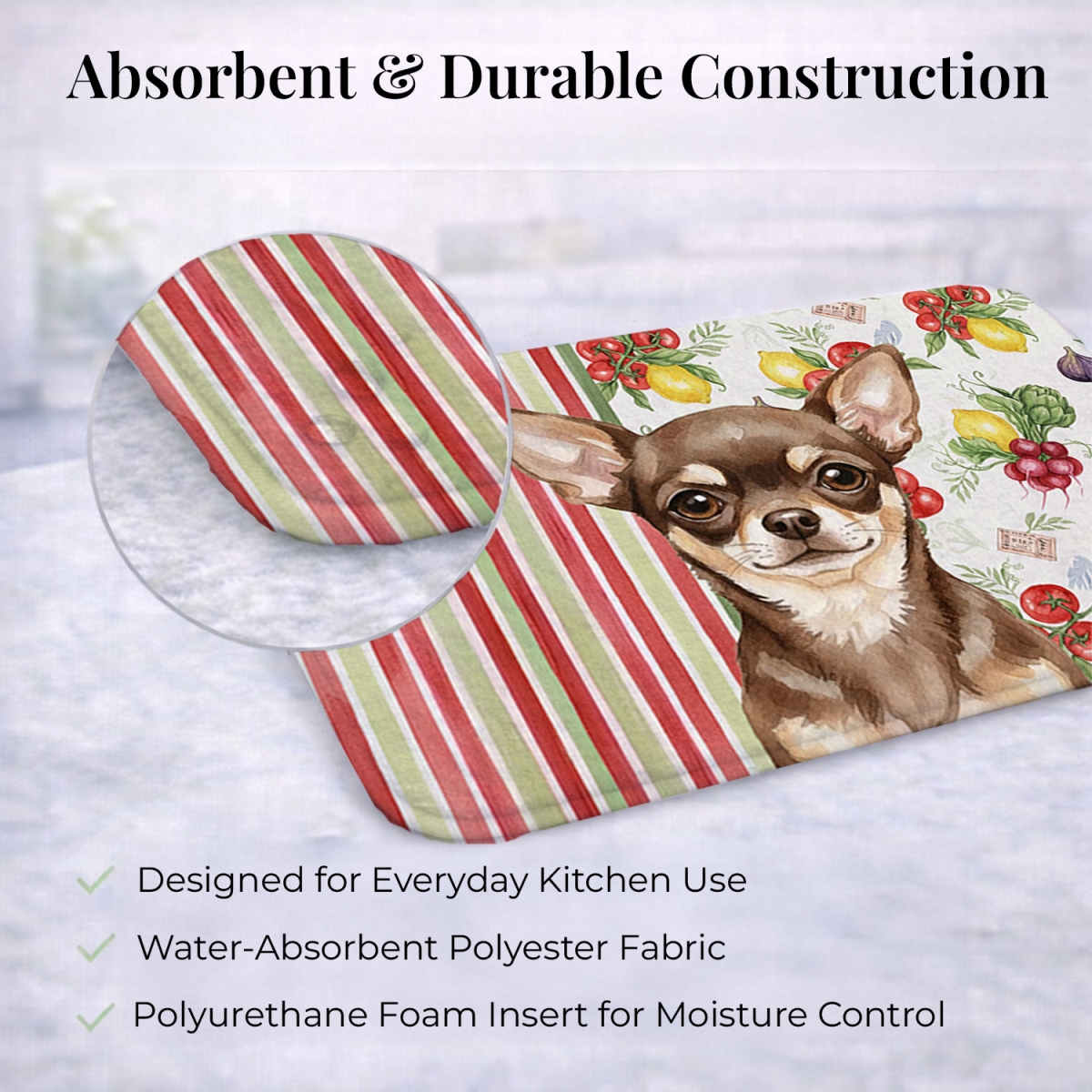 Picture of Carolines Treasures WDK8170DDM 21 x 14 in. Chocolate Chihuahua Vegetables Dish Drying Mat