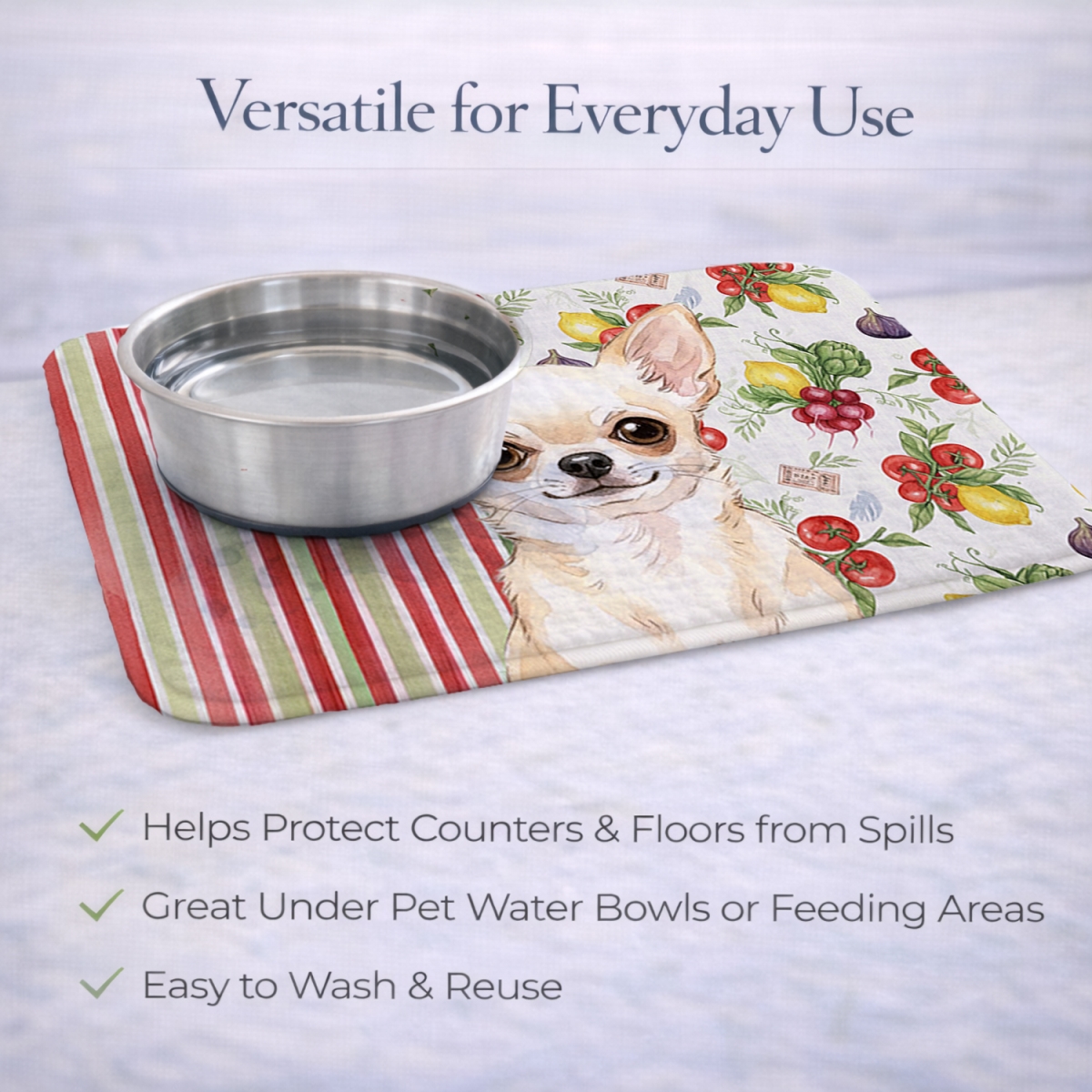 Picture of Carolines Treasures WDK8172DDM 21 x 14 in. Cream Chihuahua Vegetables Dish Drying Mat