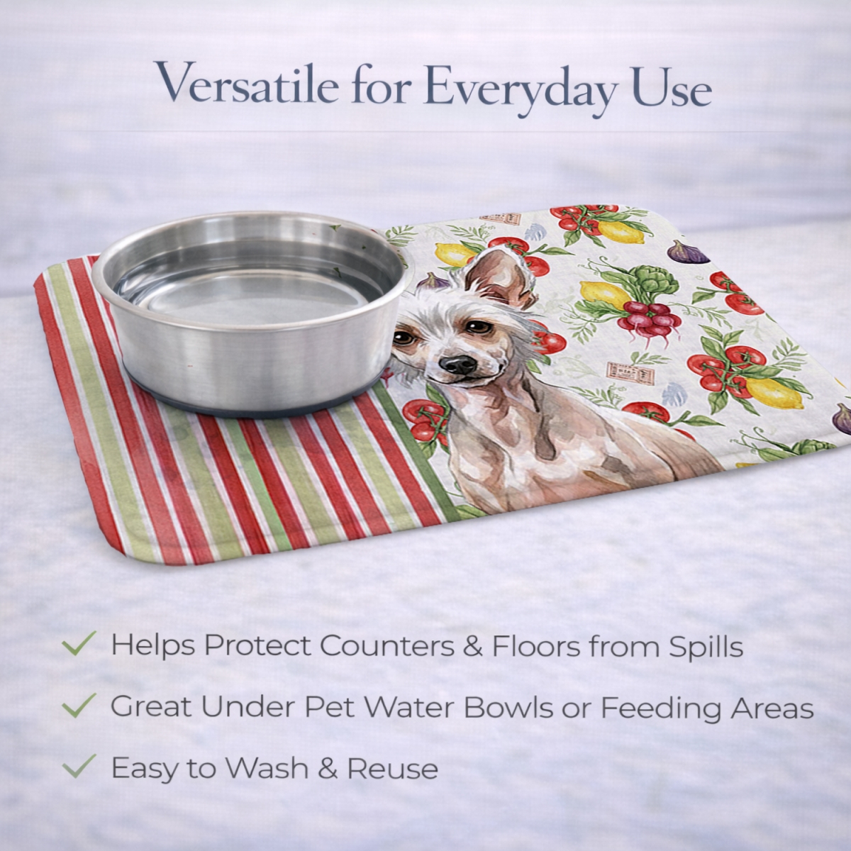 Picture of Carolines Treasures WDK8173DDM 21 x 14 in. Hairless Chinese Crested Vegetables Dish Drying Mat