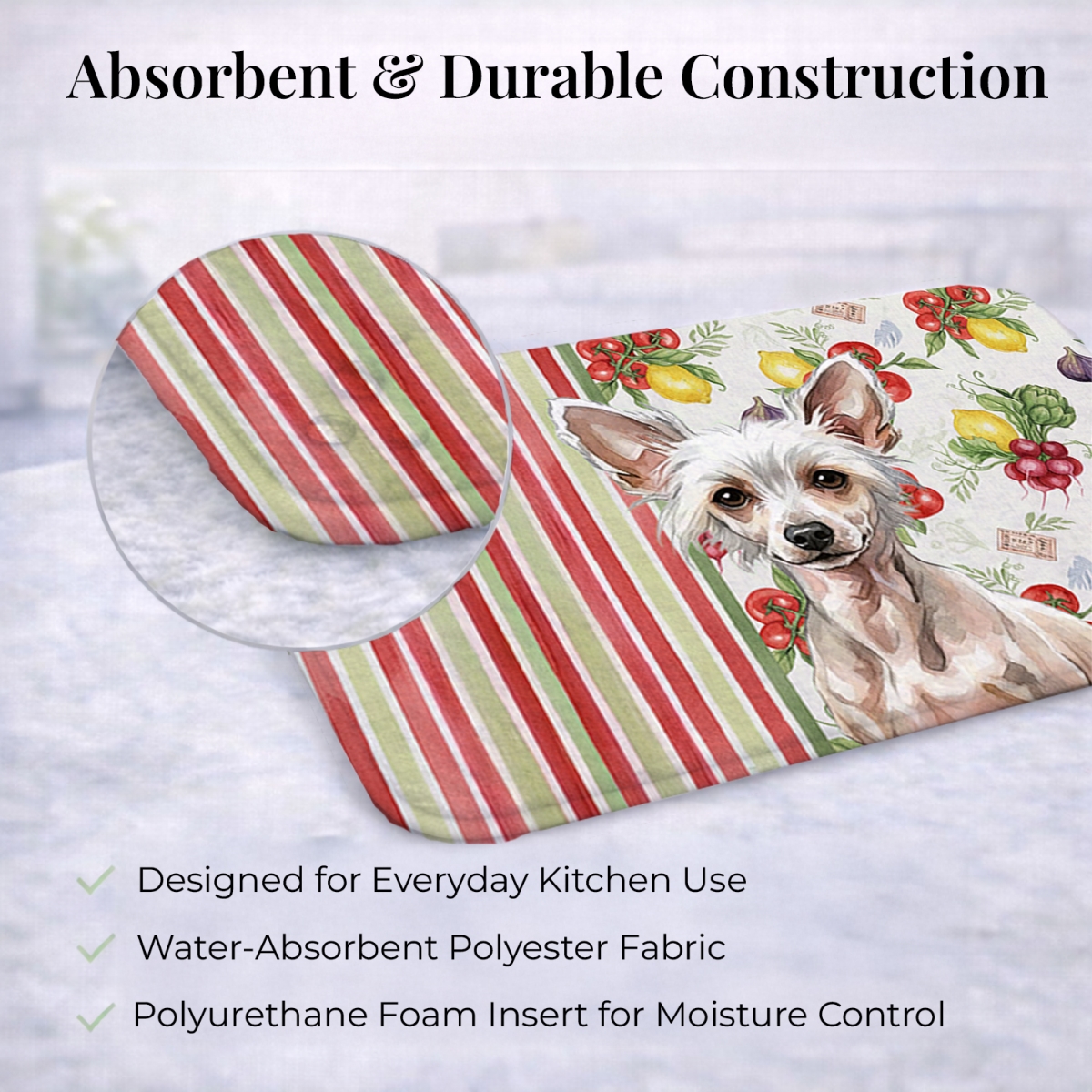 Picture of Carolines Treasures WDK8173DDM 21 x 14 in. Hairless Chinese Crested Vegetables Dish Drying Mat