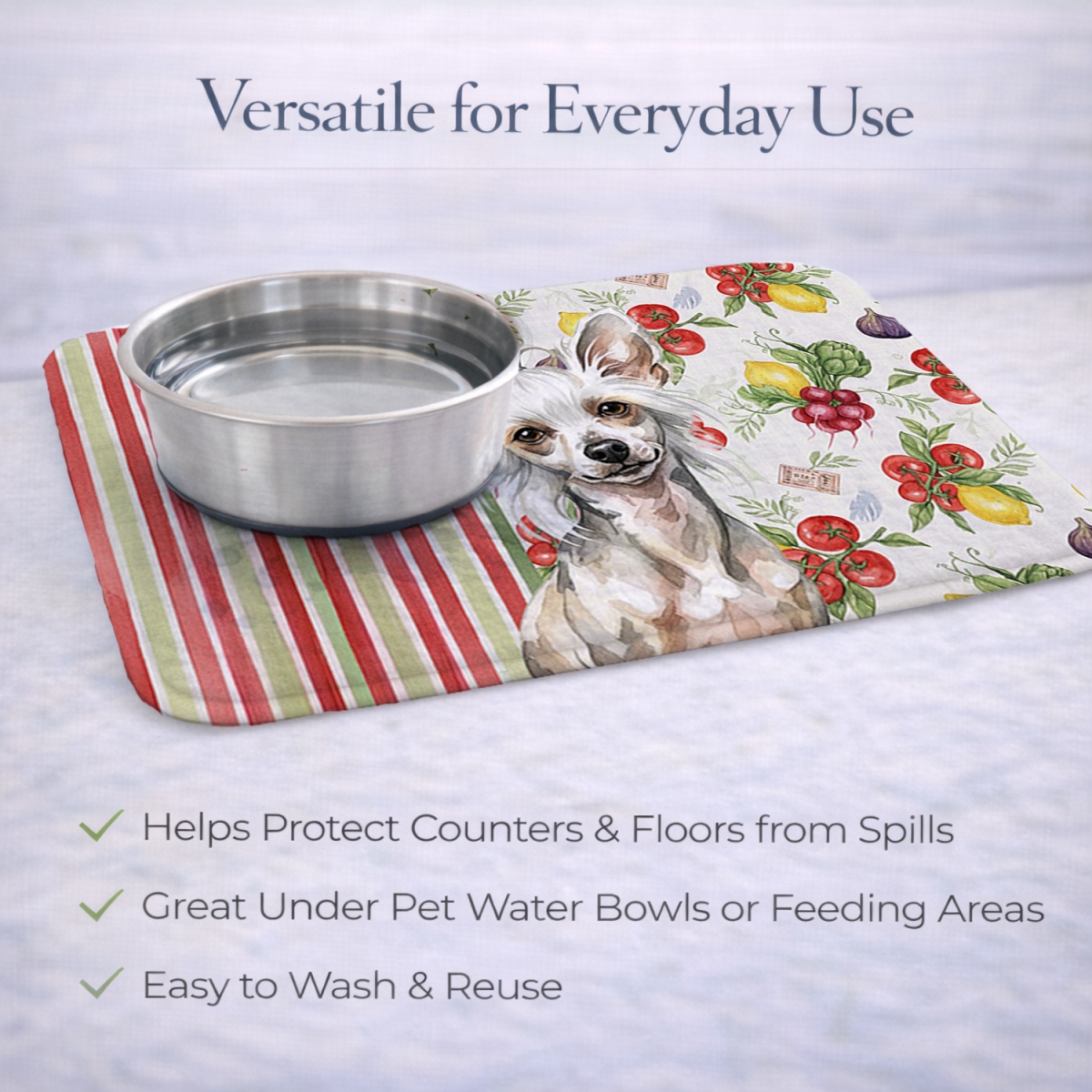 Picture of Carolines Treasures WDK8174DDM 21 x 14 in. Hairless Mottled Pattern Chinese Crested Vegetables Dish Drying Mat