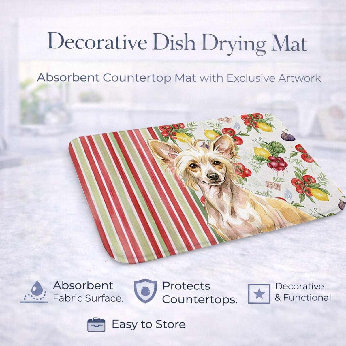 Picture of Carolines Treasures WDK8175DDM 21 x 14 in. Hairless Palomino Chinese Crested Vegetables Dish Drying Mat