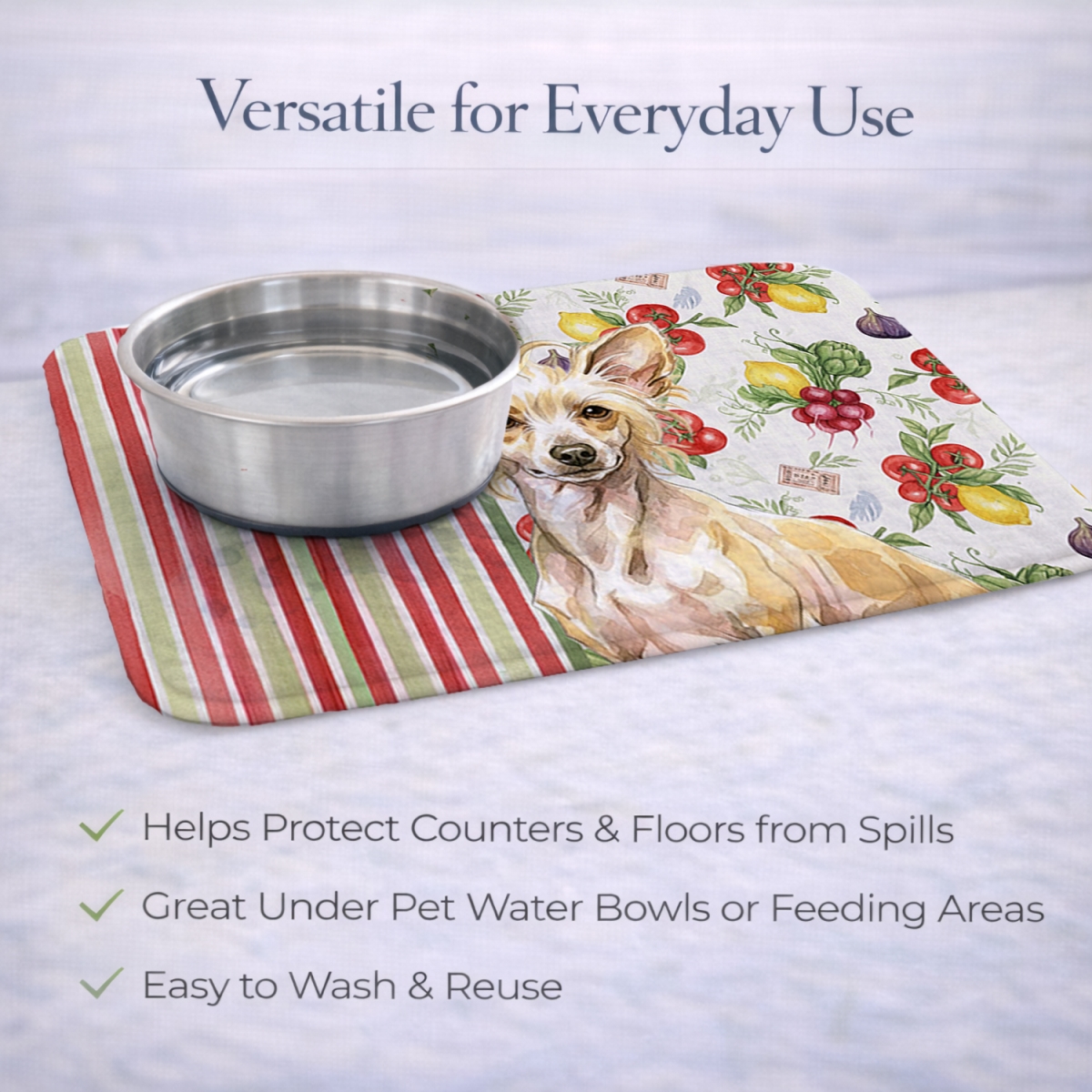 Picture of Carolines Treasures WDK8175DDM 21 x 14 in. Hairless Palomino Chinese Crested Vegetables Dish Drying Mat
