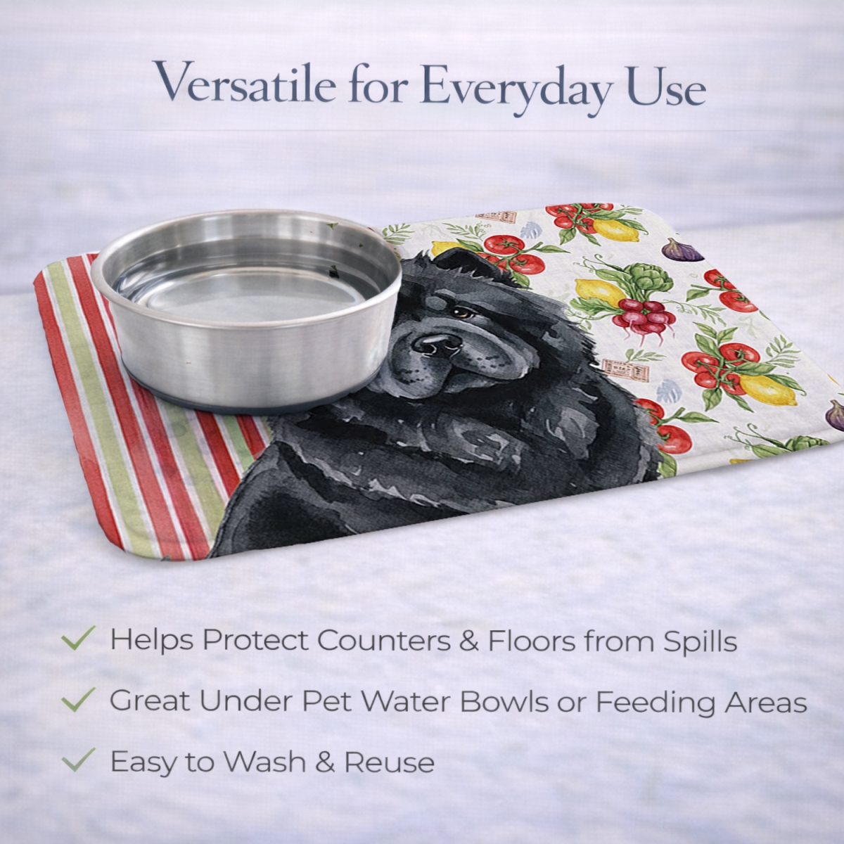 Picture of Carolines Treasures WDK8177DDM 21 x 14 in. Black Chow Chow Vegetables Dish Drying Mat