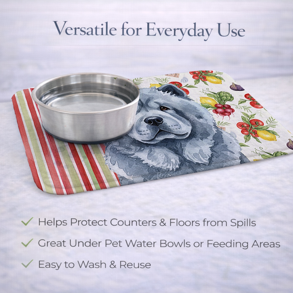 Picture of Carolines Treasures WDK8178DDM 21 x 14 in. Blue Chow Chow Vegetables Dish Drying Mat