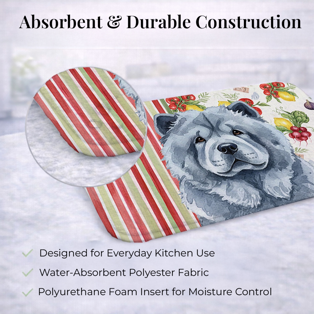 Picture of Carolines Treasures WDK8178DDM 21 x 14 in. Blue Chow Chow Vegetables Dish Drying Mat