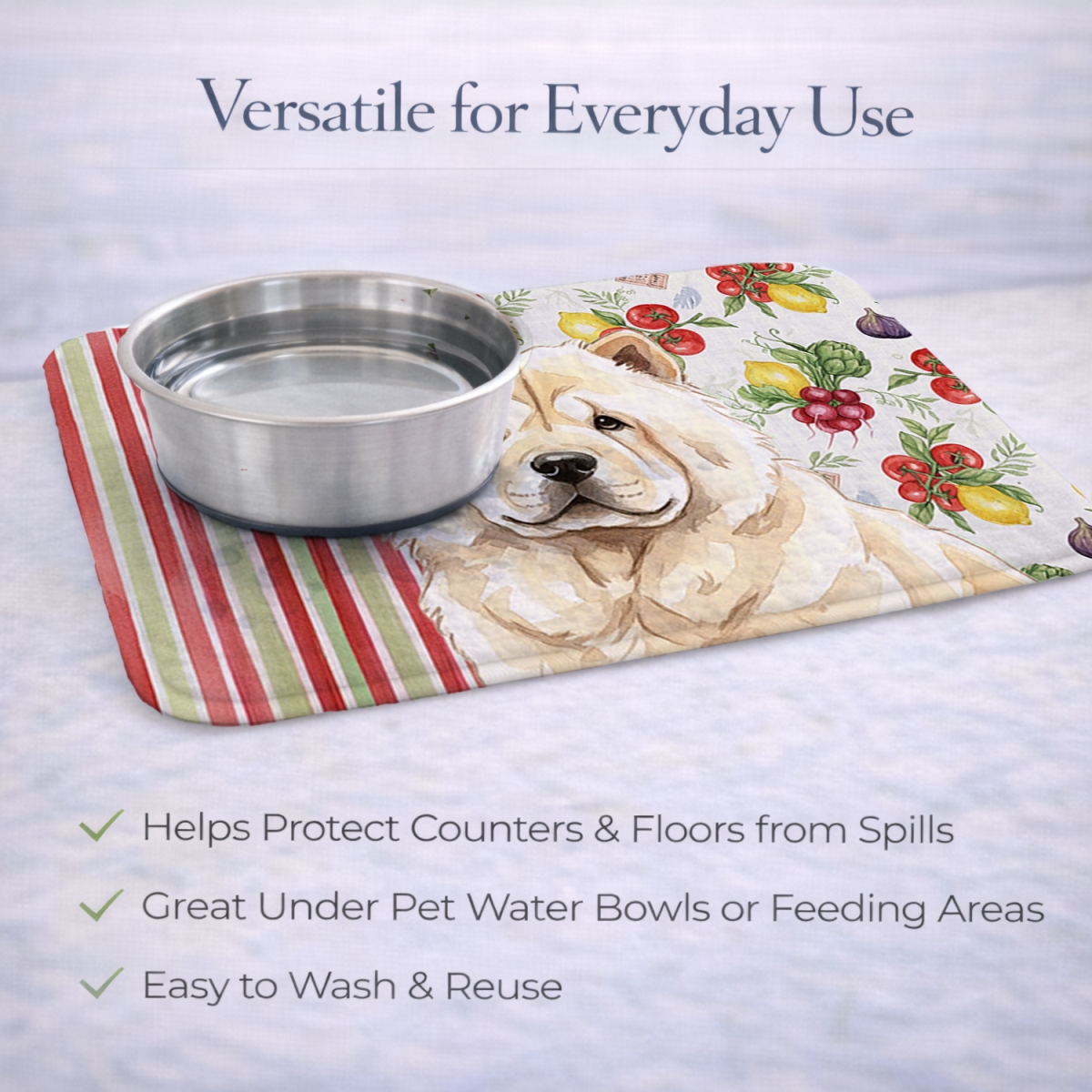 Picture of Carolines Treasures WDK8179DDM 21 x 14 in. Cream Chow Chow Vegetables Dish Drying Mat