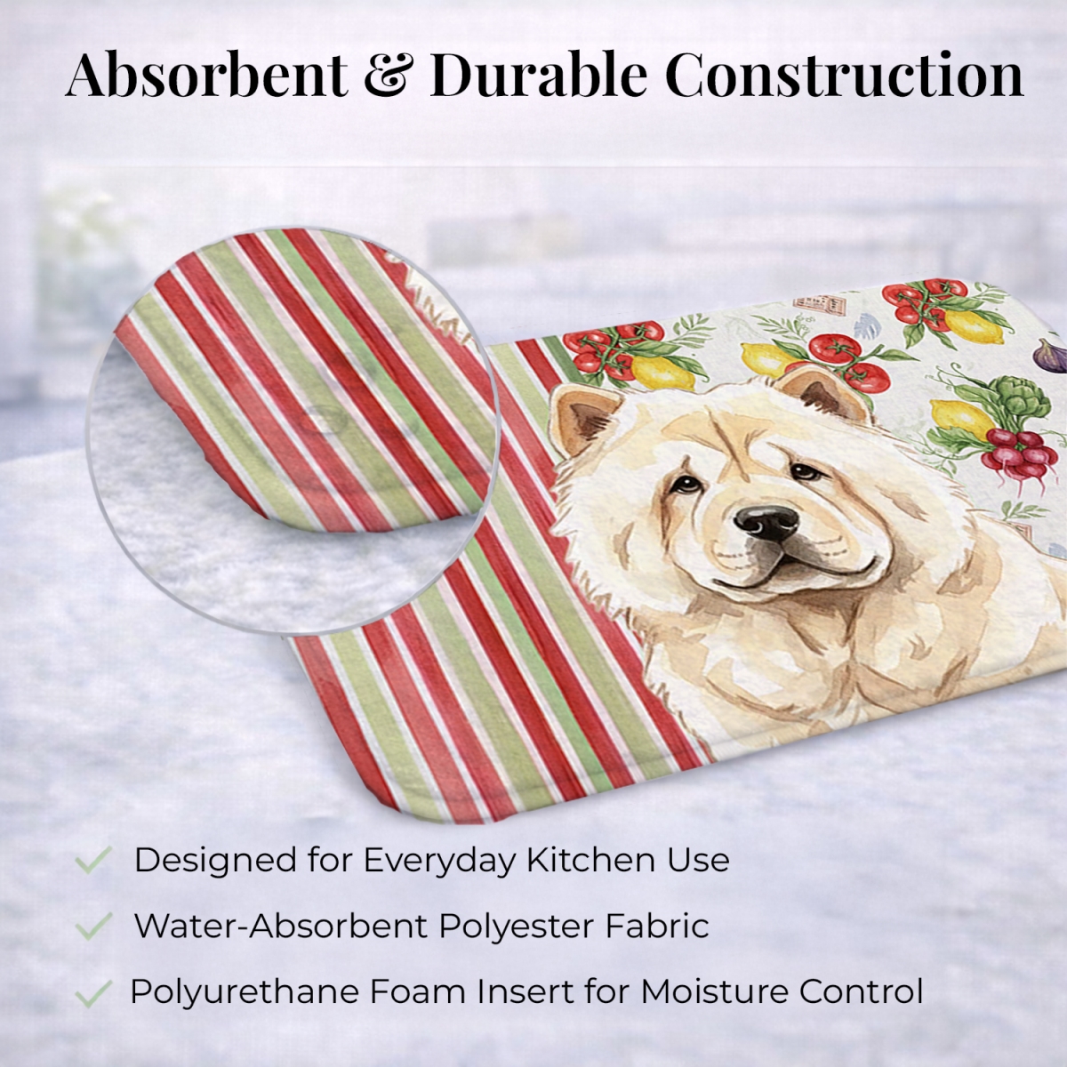Picture of Carolines Treasures WDK8179DDM 21 x 14 in. Cream Chow Chow Vegetables Dish Drying Mat