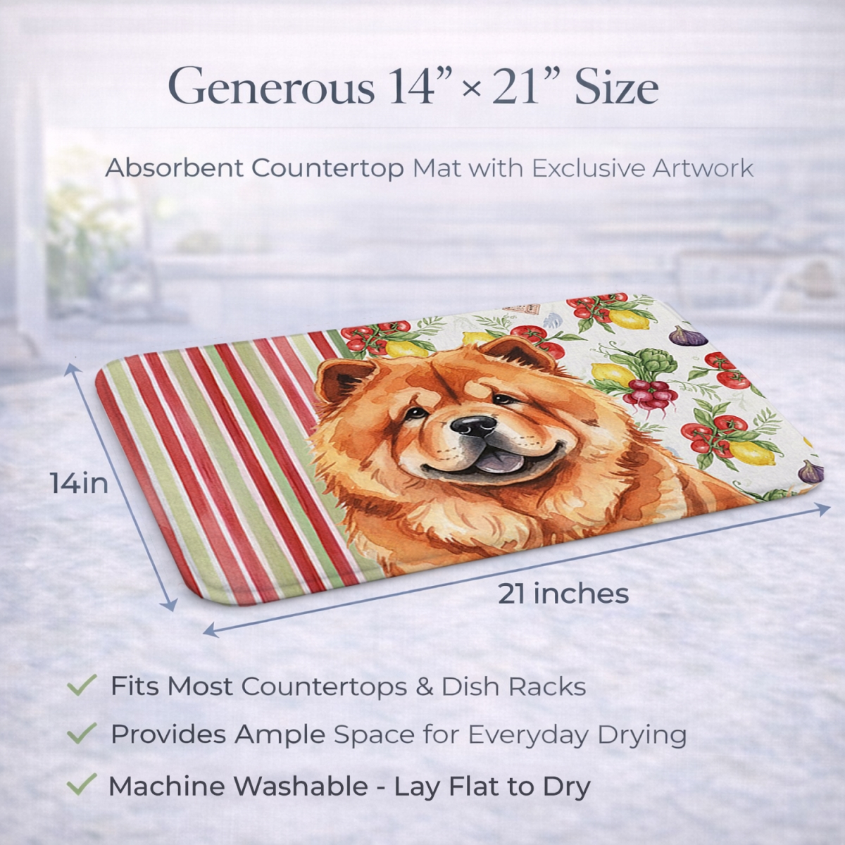 Picture of Carolines Treasures WDK8180DDM 21 x 14 in. Red Chow Chow Vegetables Dish Drying Mat