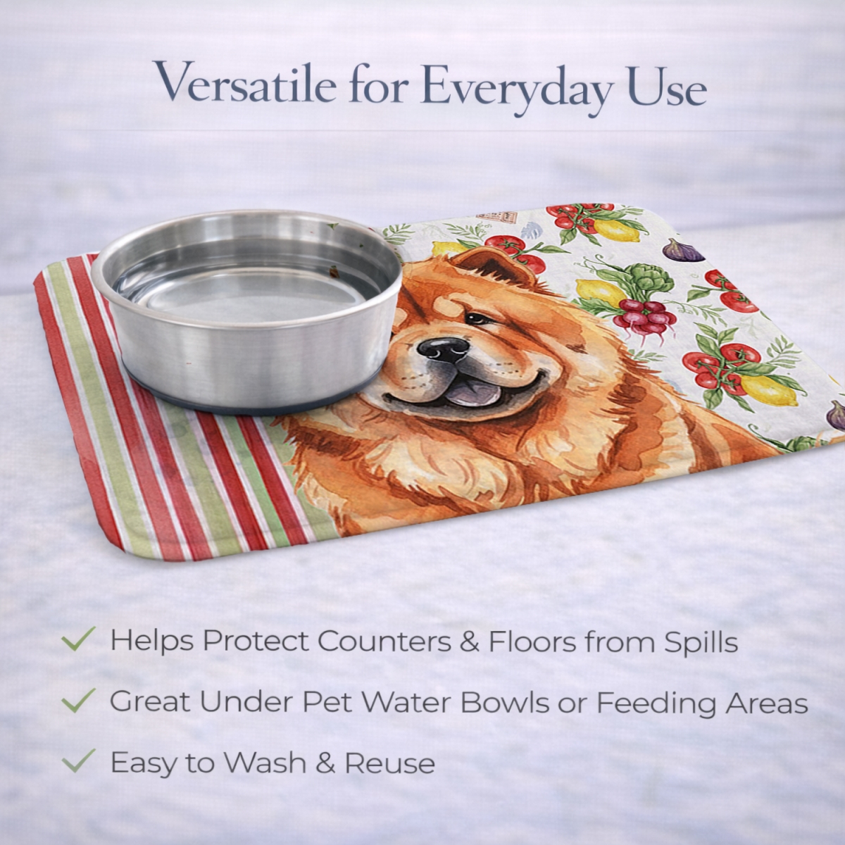 Picture of Carolines Treasures WDK8180DDM 21 x 14 in. Red Chow Chow Vegetables Dish Drying Mat