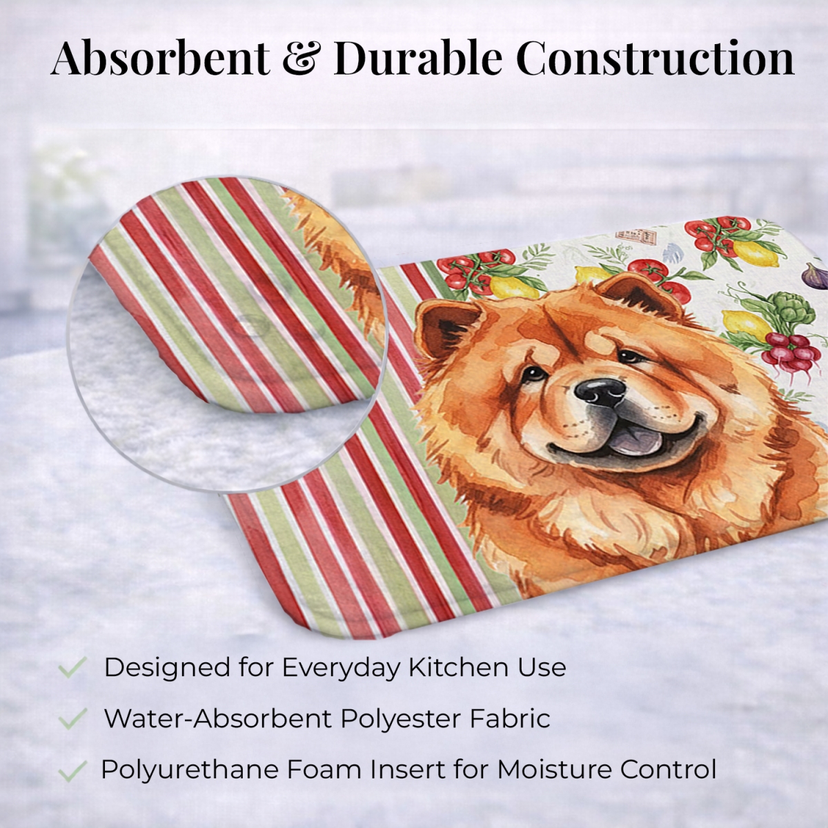 Picture of Carolines Treasures WDK8180DDM 21 x 14 in. Red Chow Chow Vegetables Dish Drying Mat