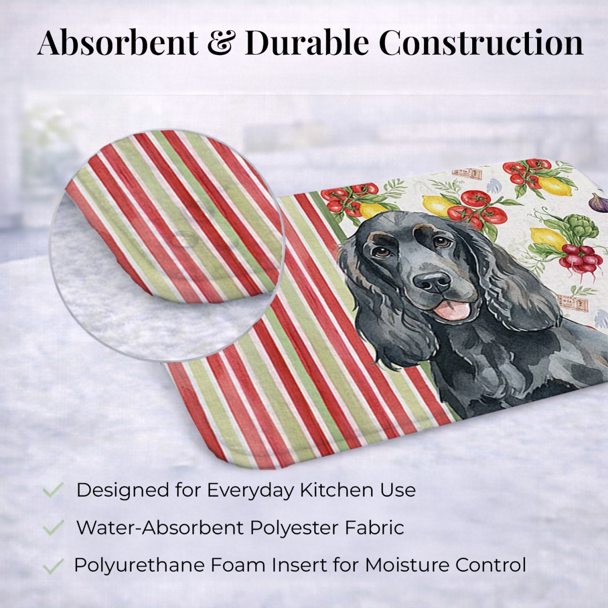 Picture of Carolines Treasures WDK8181DDM 21 x 14 in. Black Cocker Spaniel Vegetables Dish Drying Mat