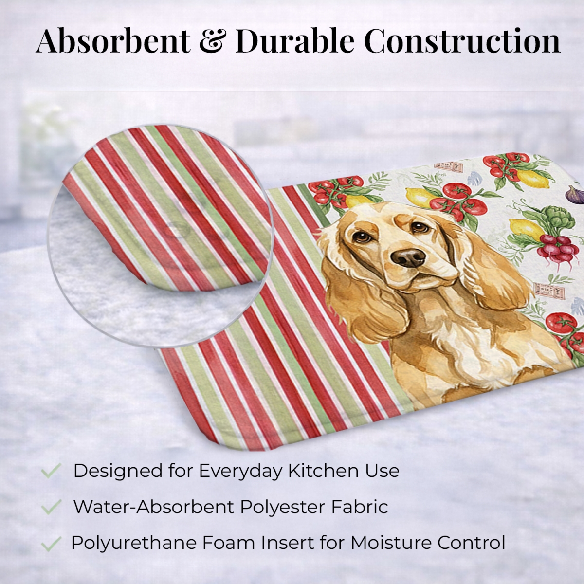 Picture of Carolines Treasures WDK8182DDM 21 x 14 in. Buff Cocker Spaniel Vegetables Dish Drying Mat