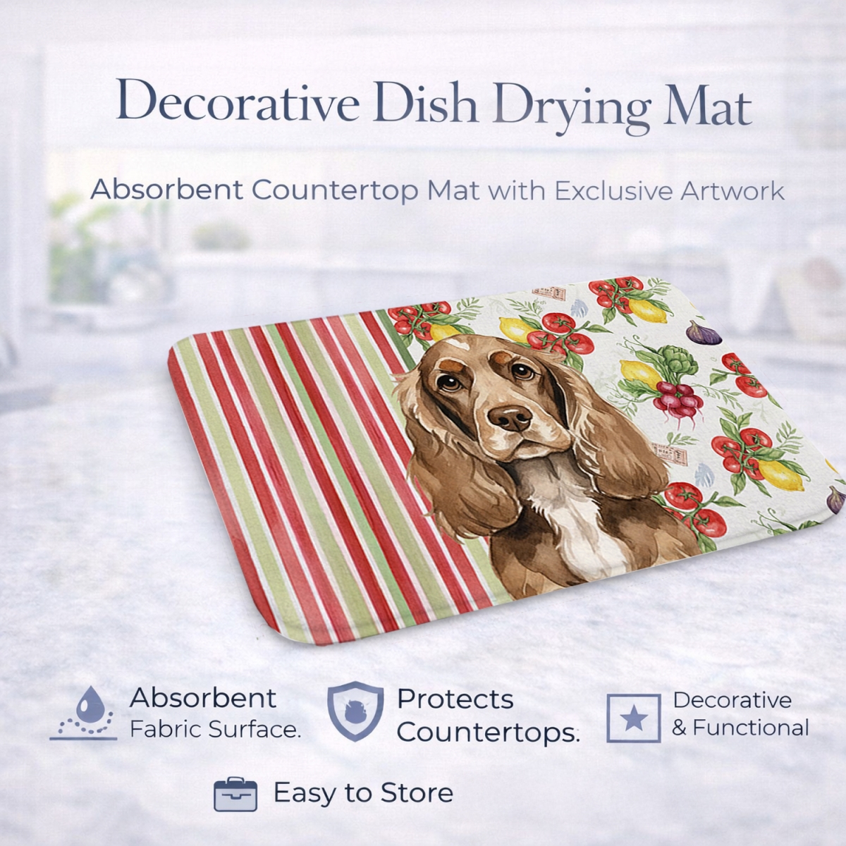 Picture of Carolines Treasures WDK8183DDM 21 x 14 in. Chocolate Cocker Spaniel Vegetables Dish Drying Mat
