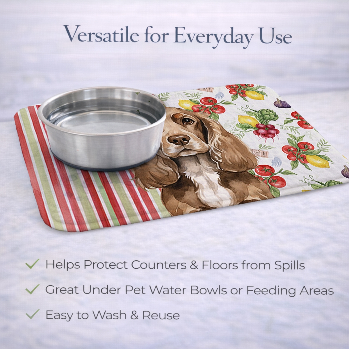 Picture of Carolines Treasures WDK8183DDM 21 x 14 in. Chocolate Cocker Spaniel Vegetables Dish Drying Mat