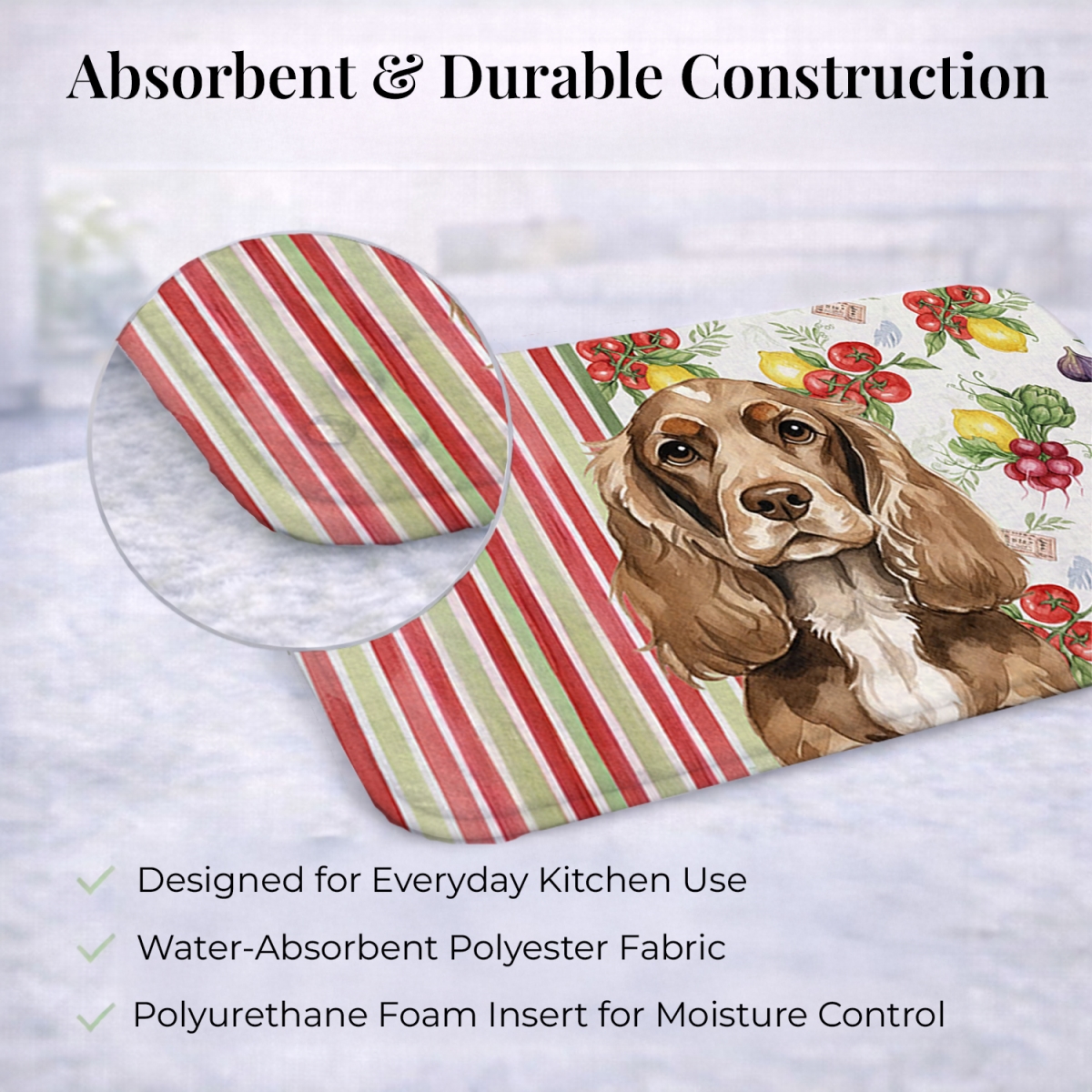 Picture of Carolines Treasures WDK8183DDM 21 x 14 in. Chocolate Cocker Spaniel Vegetables Dish Drying Mat